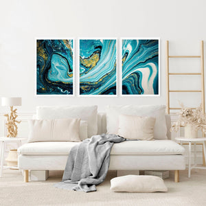 Abstract Marble Teal painting