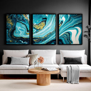 Abstract Marble Teal painting